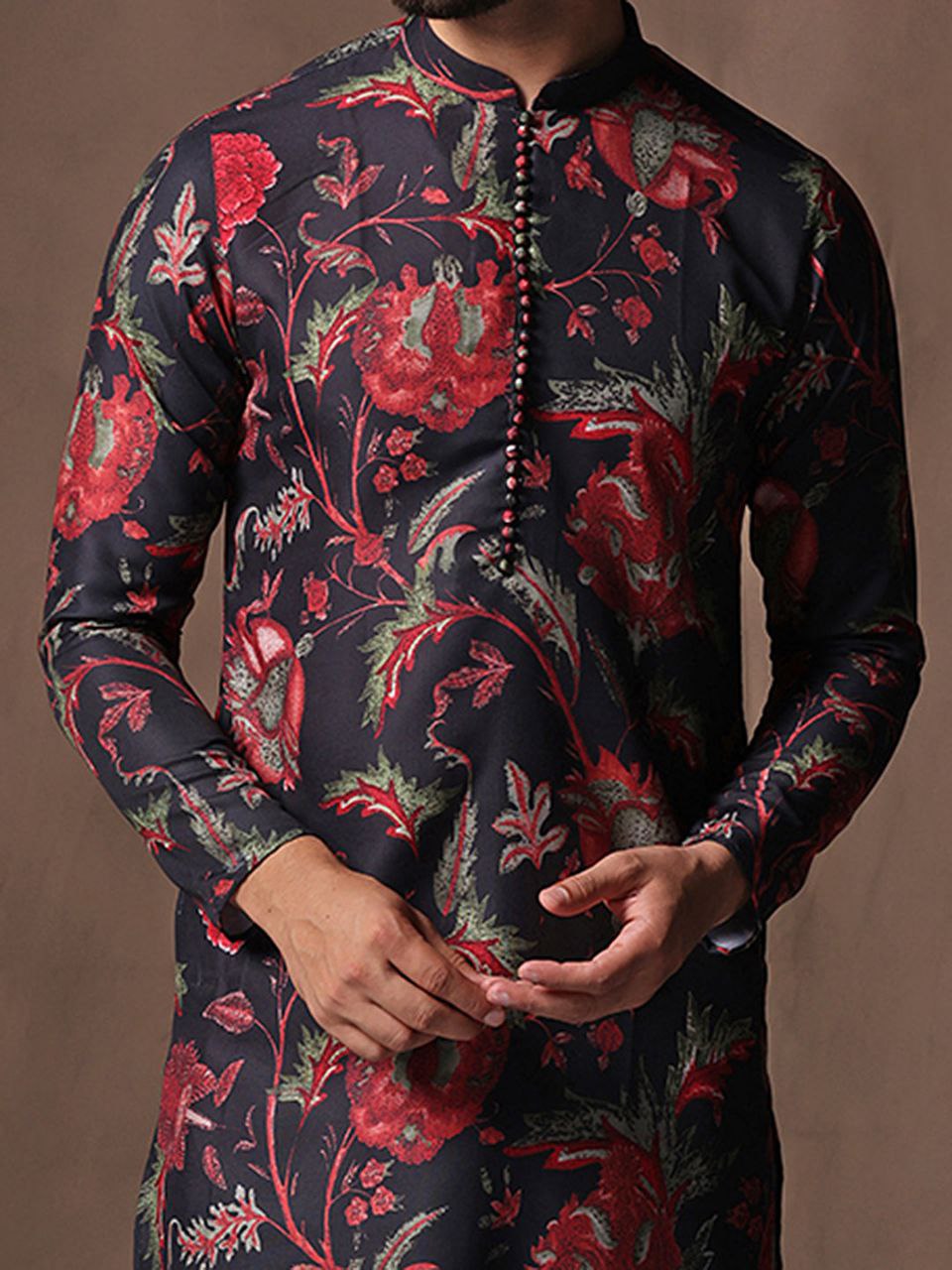 FLORAL PRINTED KURTA WITH PAJAMA SET FOR MEN