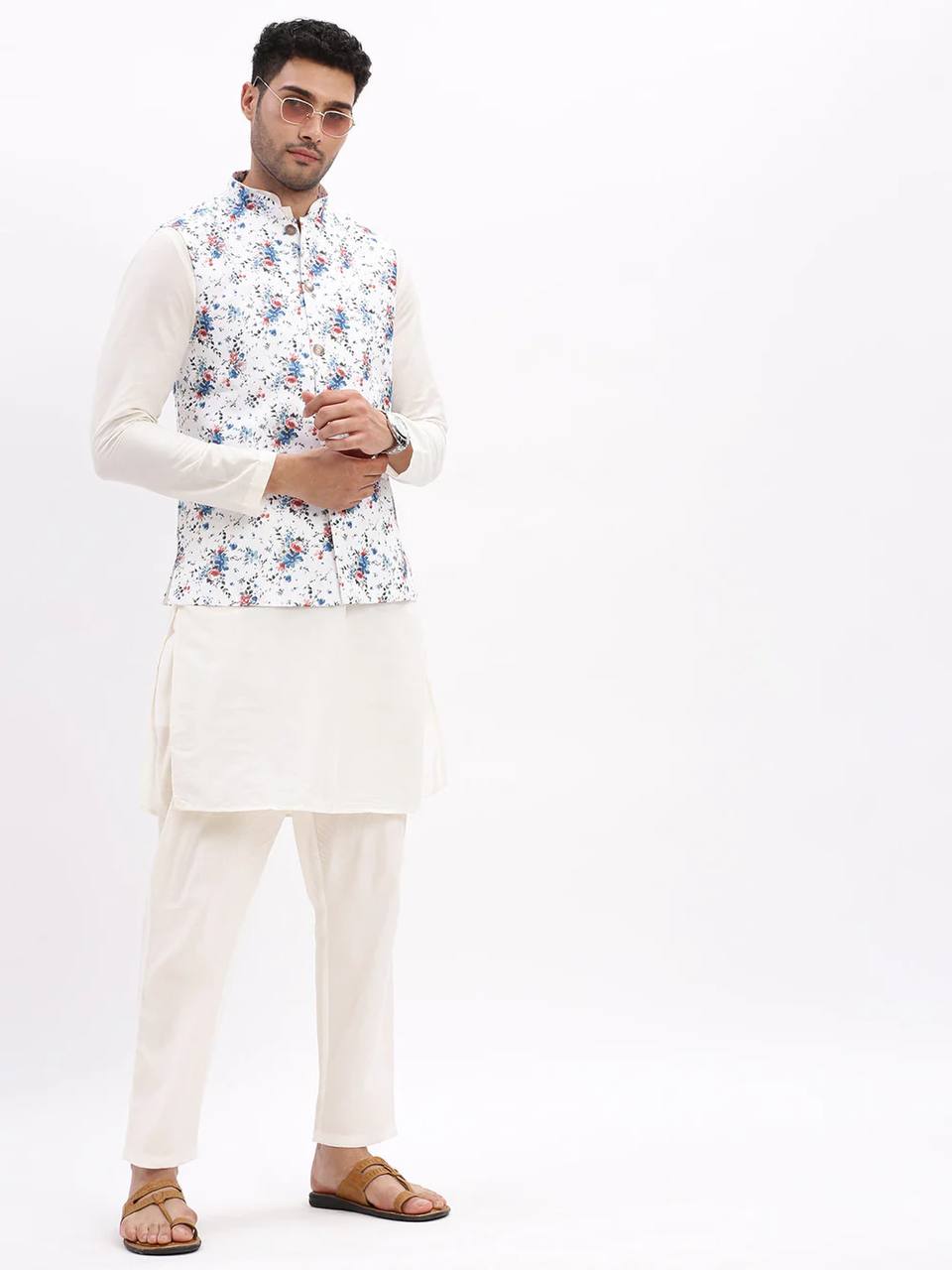 STYLIC DIGITAL PRINTRED NEHRU JACKET WITH KURTA CHURIDAR SET FOR MEN'S